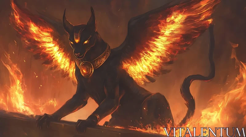 AI ART Winged Dragon in Flames