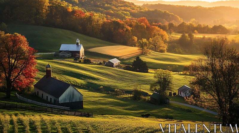 Scenic Autumn Countryside AI Image