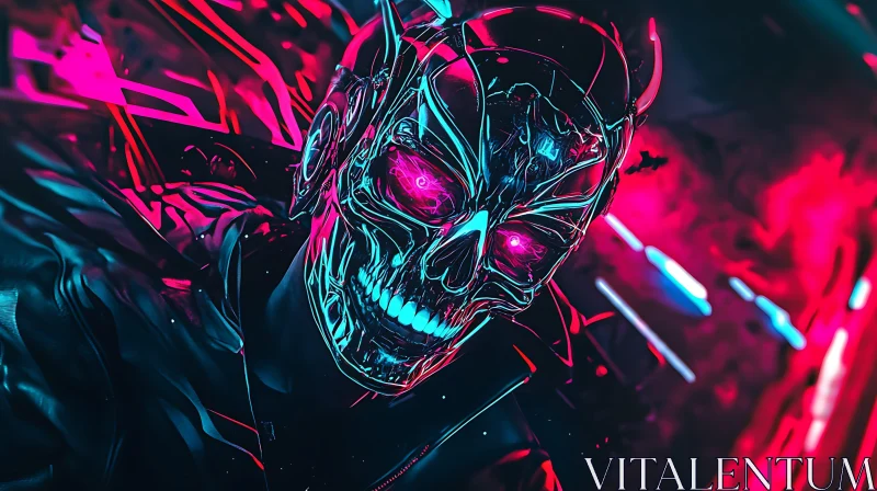 AI ART Glowing Skull in a Neon Dreamscape