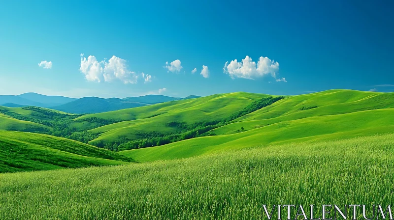 AI ART Rolling Green Hills Landscape