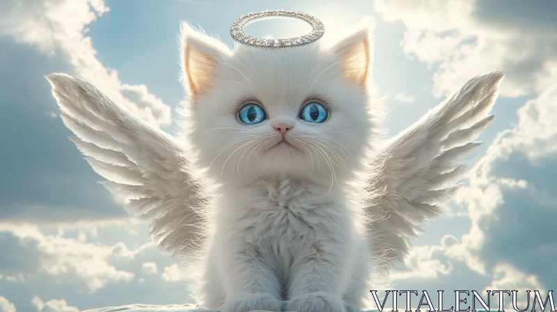 AI ART Heavenly Feline: A Kitten's Angelic Portrait