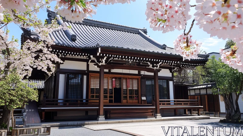 Japanese Temple in Spring AI Image