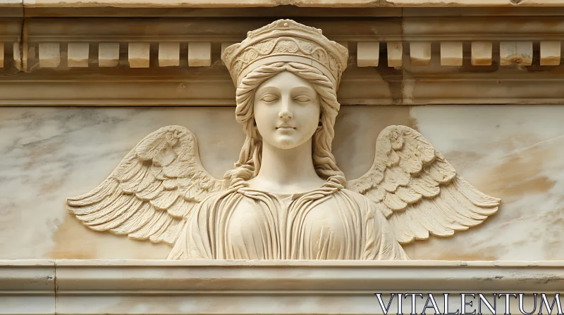 Marble Relief Sculpture of Angelic Figure AI Image