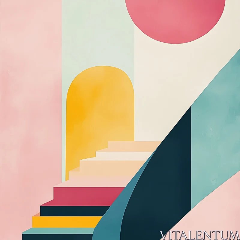 Pastel Geometric Abstract Painting AI Image