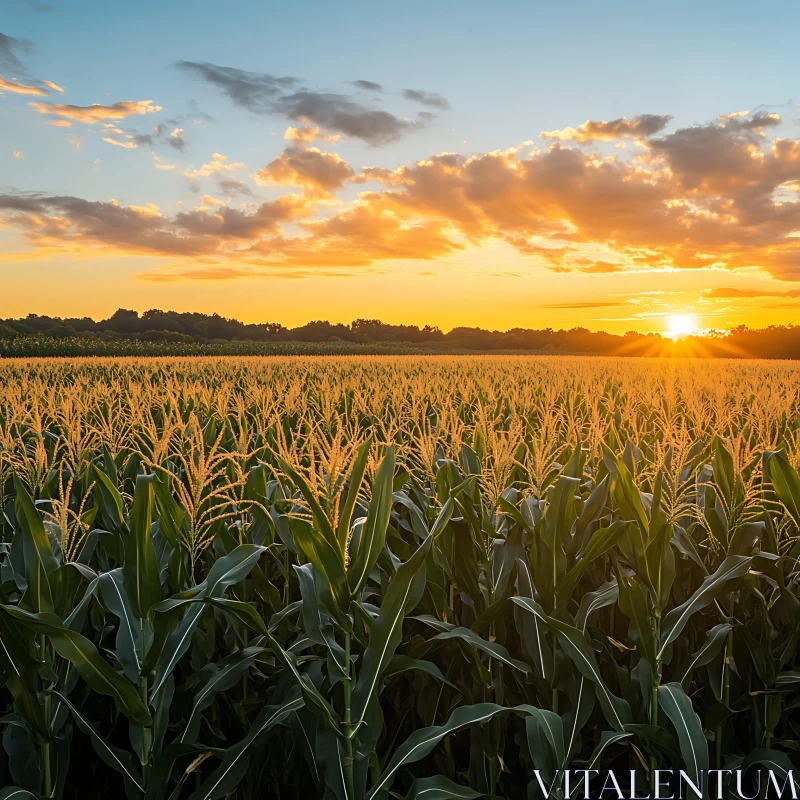 AI ART Tranquil Sunset Corn Field View