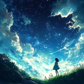 Girl Under Starry Sky