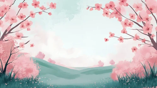 Tranquil Floral Scene with Pastel Colors