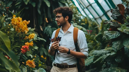 Portrait of Man with Butterflies