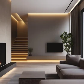 Minimalist Home Interior with Warm Lighting