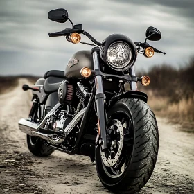 Classic Motorcycle on a Rural Path