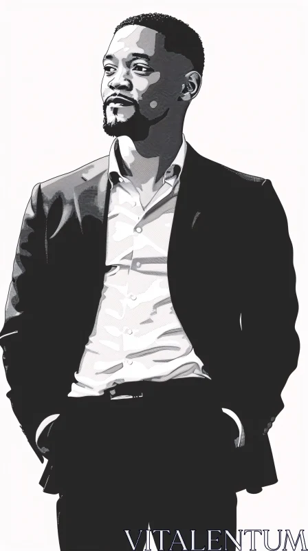 Will Smith Black and White Art Portrait AI Image