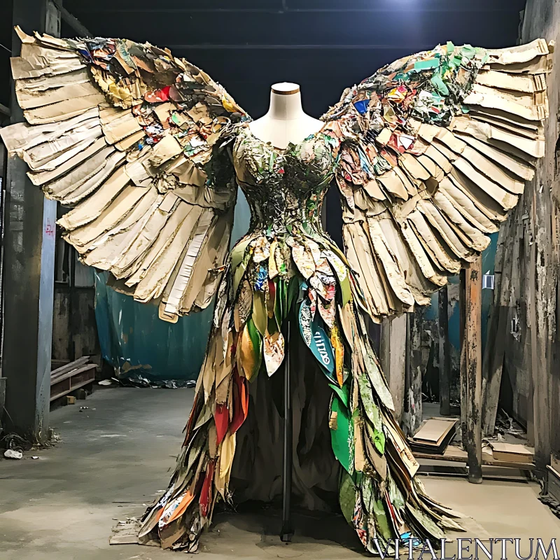 Eco-Friendly Fashion: Creative Recycling Art Dress AI Image