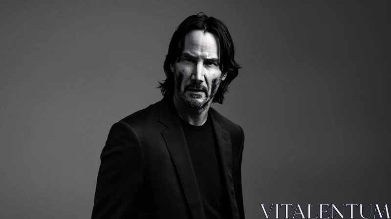 Dramatic Keanu Reeves Portrait Photograph AI Image