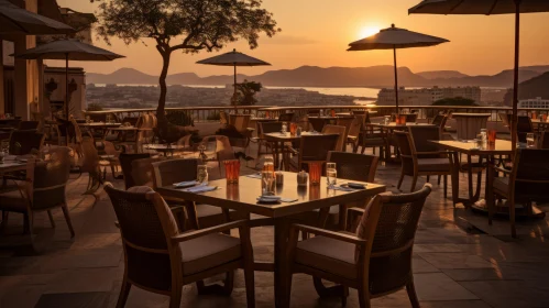 Captivating Sunset Cafe on Balcony: A Fusion of Phoenician Art and Contemporary Charm