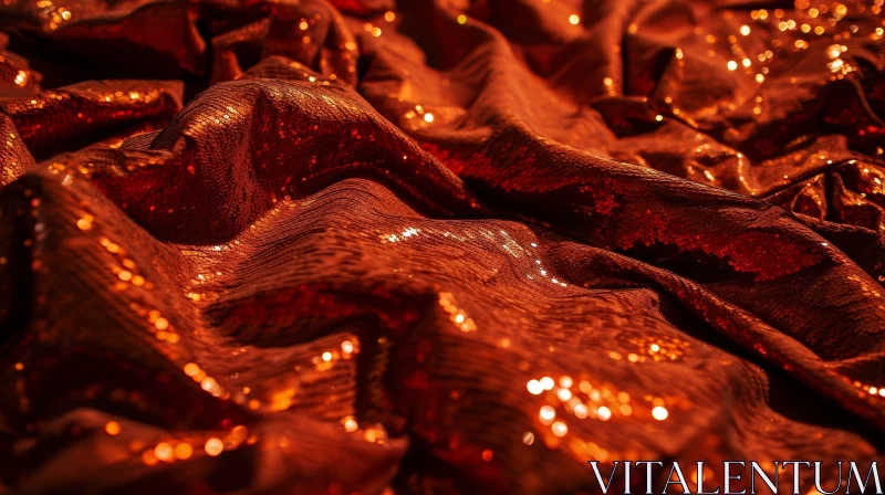 Close-Up of Red Sequin Fabric - Shiny and Reflective AI Image
