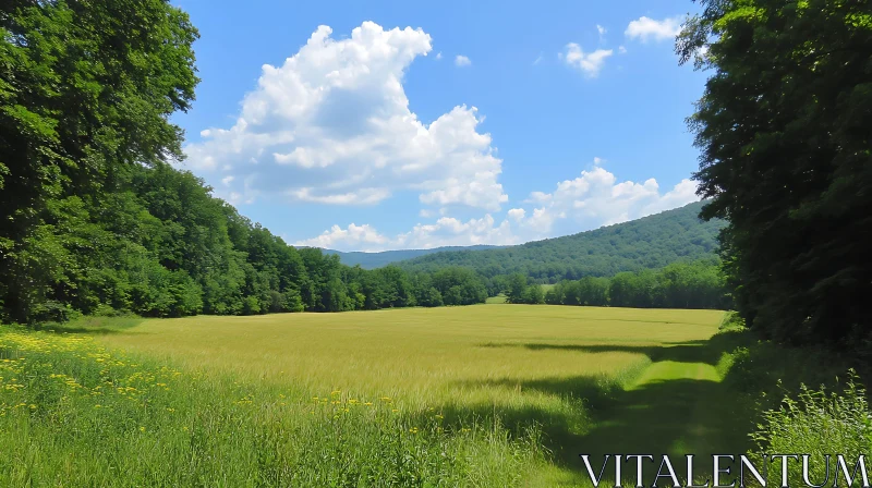 Picturesque Landscape with Field View AI Image