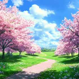 Cherry Blossom Path in Spring