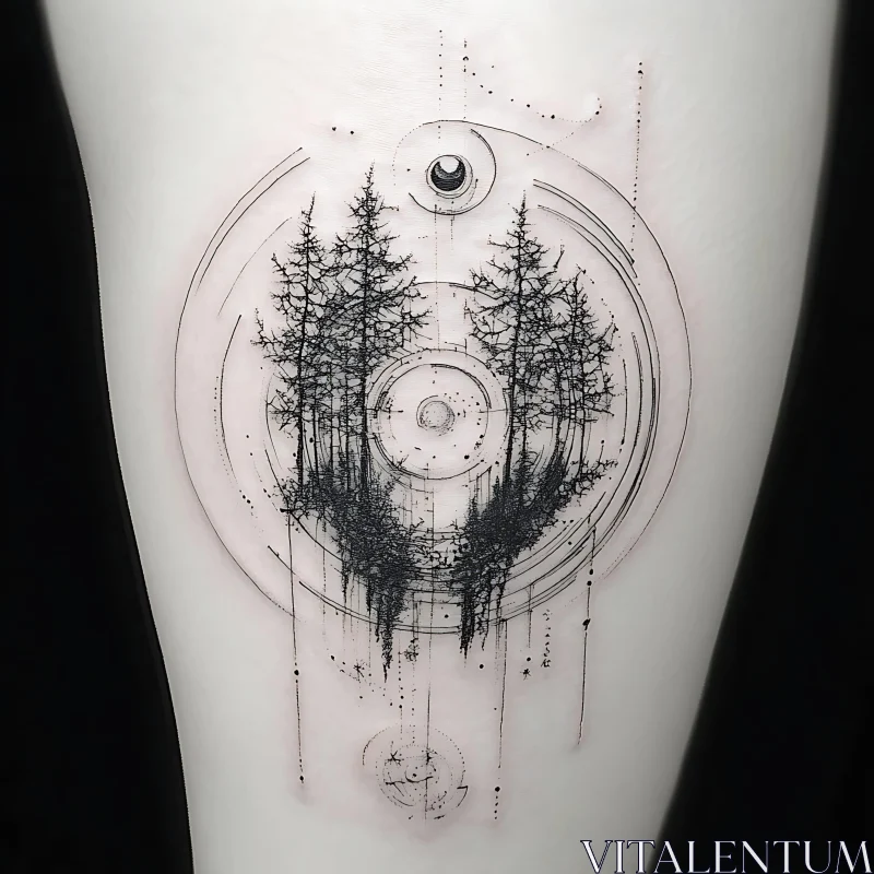 Abstract Geometric Tree Tattoo Artwork AI Image