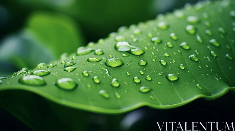 AI ART Lush Green Leaves with Rain Droplets - A Symbol of the Tropics