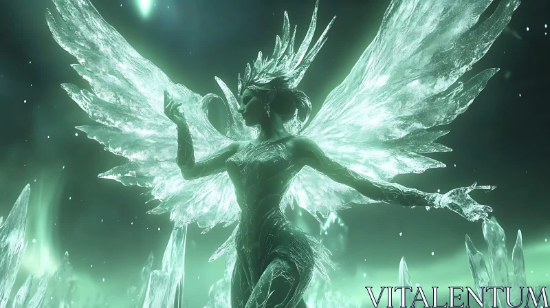 AI ART Frozen Angel with Wings