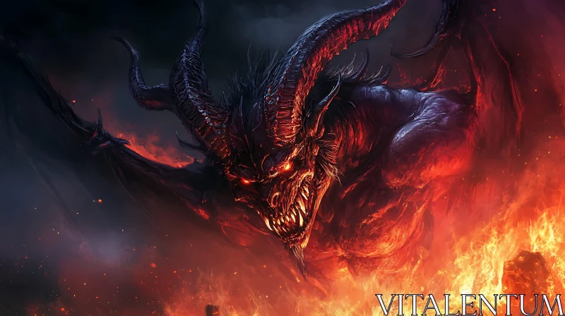 Demon Rising from the Flames of Hell AI Image