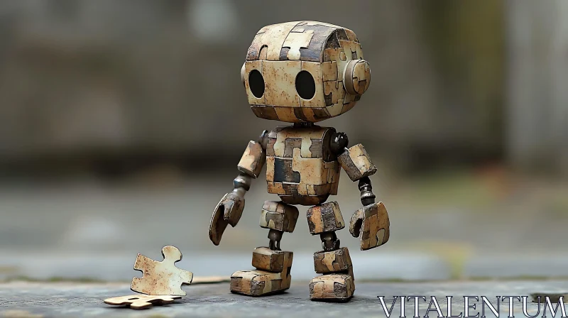 Toy Robot with Puzzle Piece AI Image