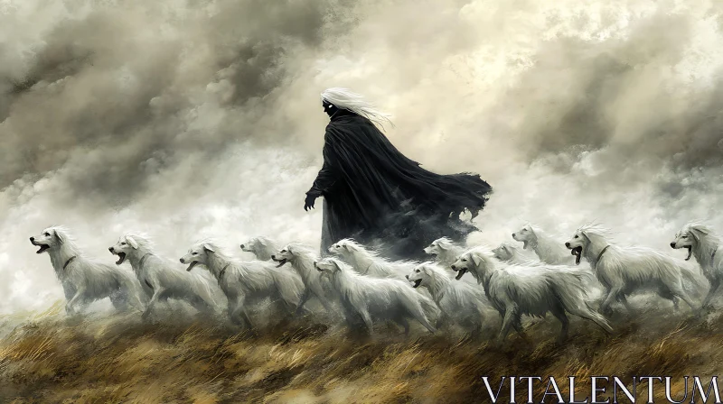 Mystic Shepherd and His Canine Companions AI Image