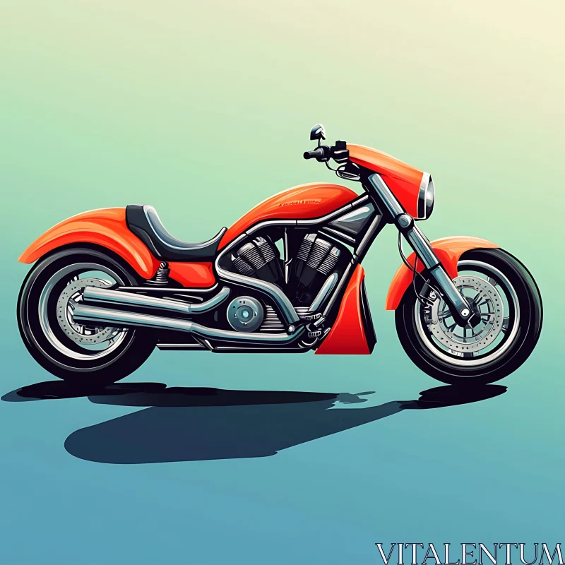 Stylized Orange Motorcycle on Gradient Background AI Image