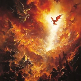 Fiery Abyss: A Demonic Battle Scene