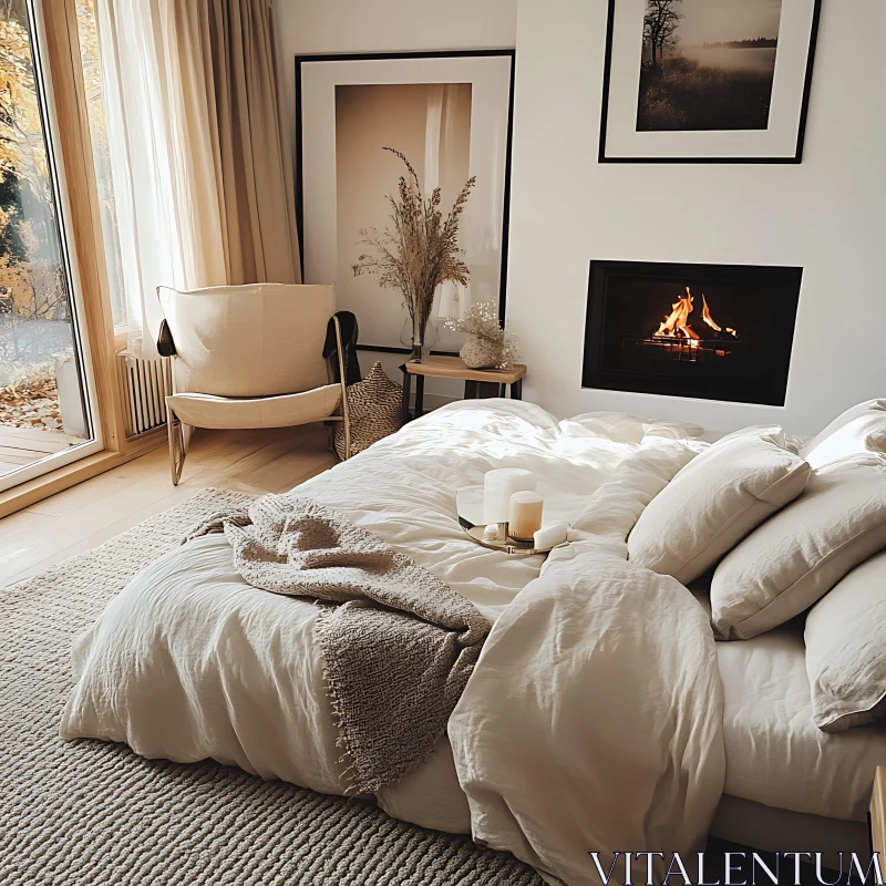 Tranquil Bedroom with Natural Light AI Image