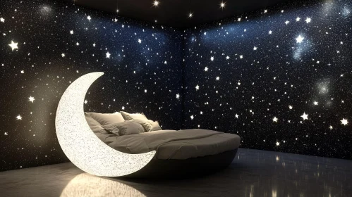 Starry Night Bedroom with Moon Bed