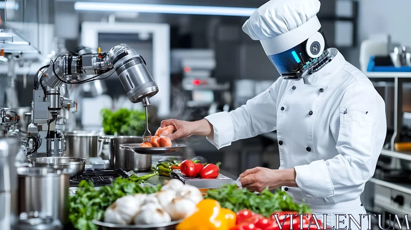 Futuristic Robot Chef in Kitchen AI Image