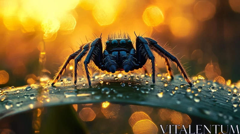 Spider Macro Photography with Bokeh Background AI Image