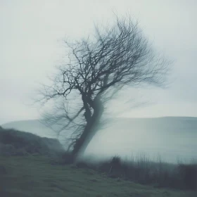 Lonely Tree in Foggy Ambiance