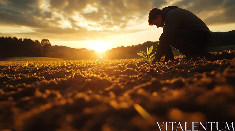 New Life: Planting at Dusk AI Image