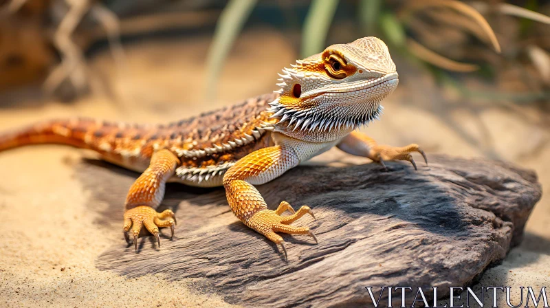 Orange Reptile on a Log AI Image
