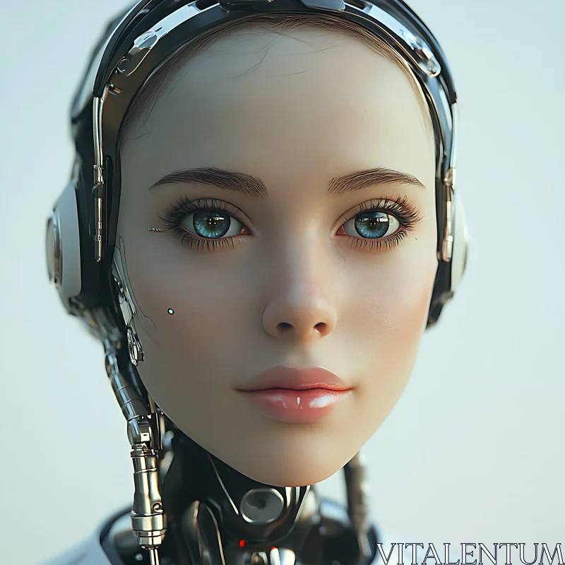 Futuristic Humanoid Robot Close-Up AI Image