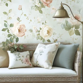 Vintage Floral Interior with Cushions