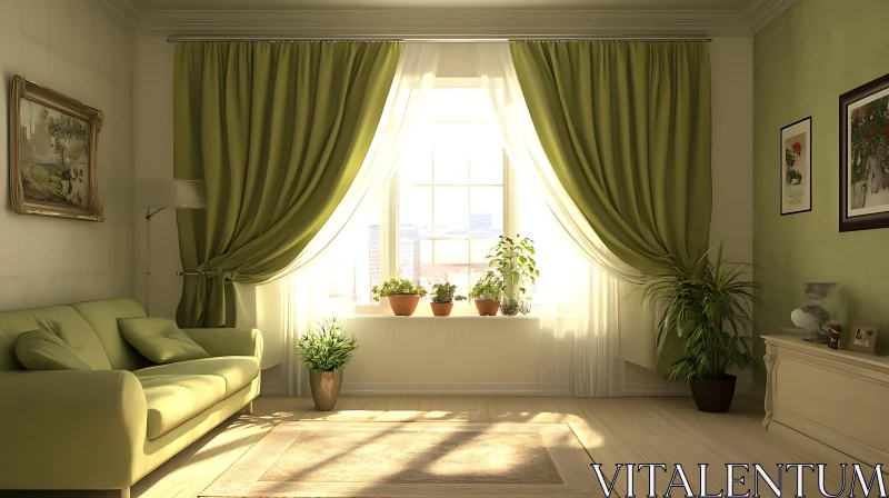 Green Interior Design AI Image