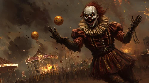 Evil Clown at Burning Carnival