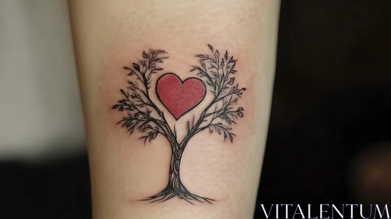 Tree and Heart Tattoo Art AI Image