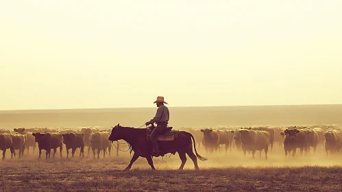 Cattle Drive at Dusk