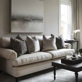 Neutral Toned Living Room with Couch