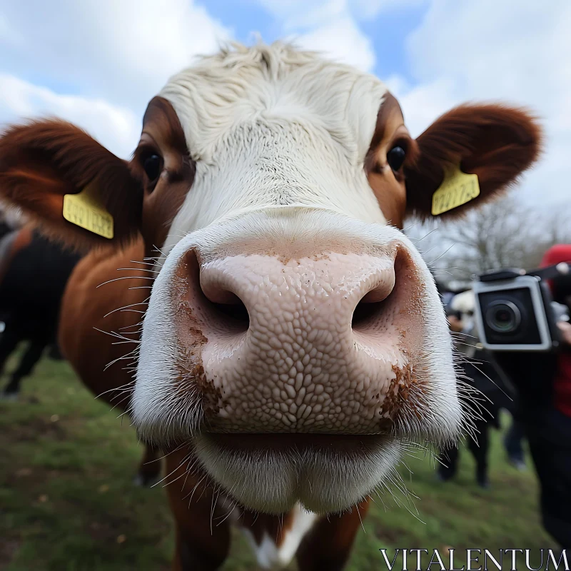 Funny Cow Face: Extreme Close-Up AI Image