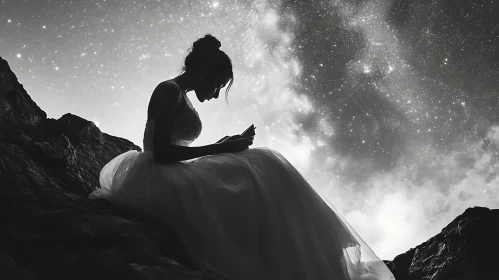 Dreamy Silhouette of Woman with Stars