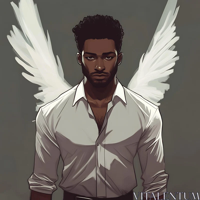 AI ART Winged Man Portrait - Ethereal Artwork