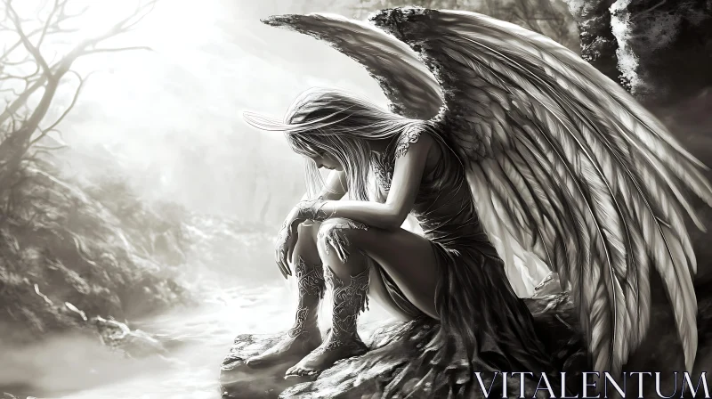 AI ART Fallen Angel Art Print