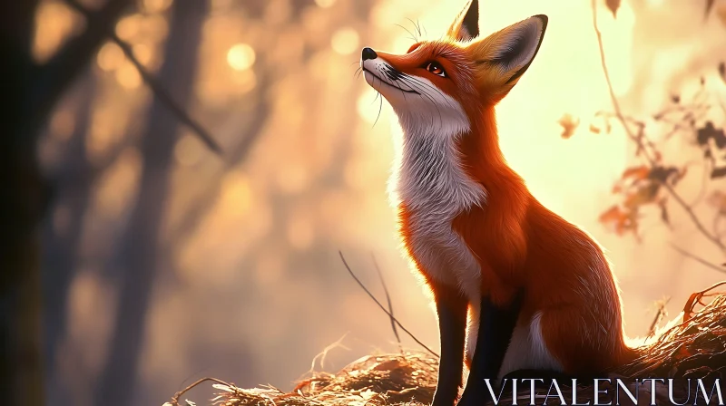 Fox Gazing in the Sunlight AI Image