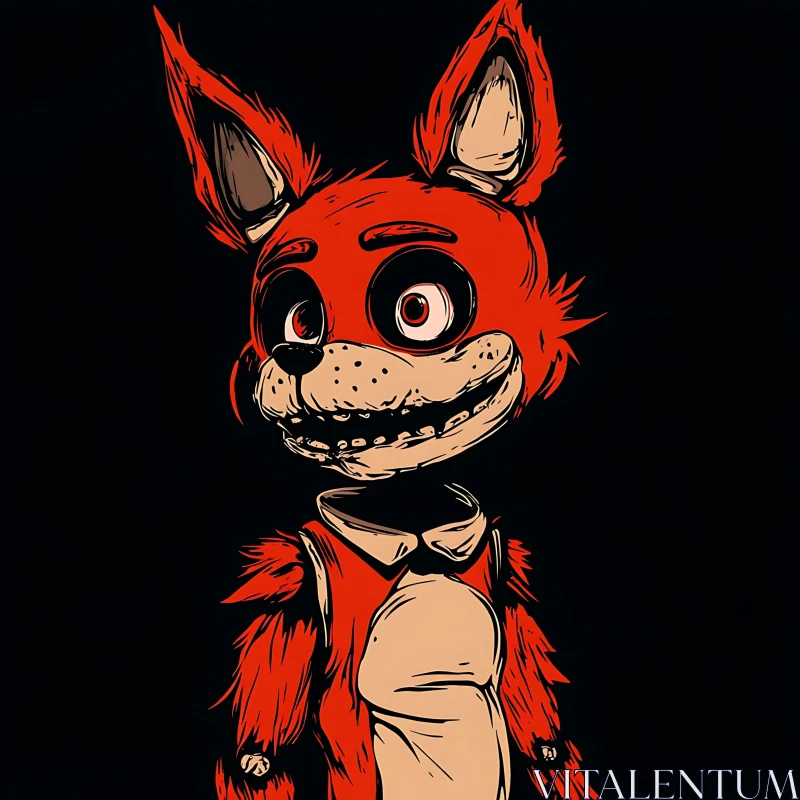 AI ART Red Fox Cartoon with Black Background