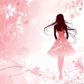 Silhouette of Woman in Floral Design